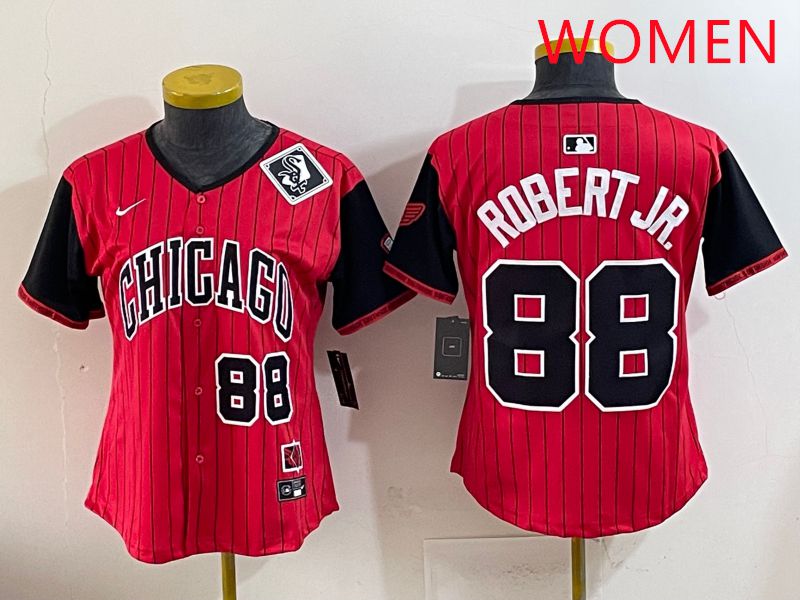Women 2025 Chicago White Sox #88 Robert jr Red Joint Name Nike MLB Jersey style 7